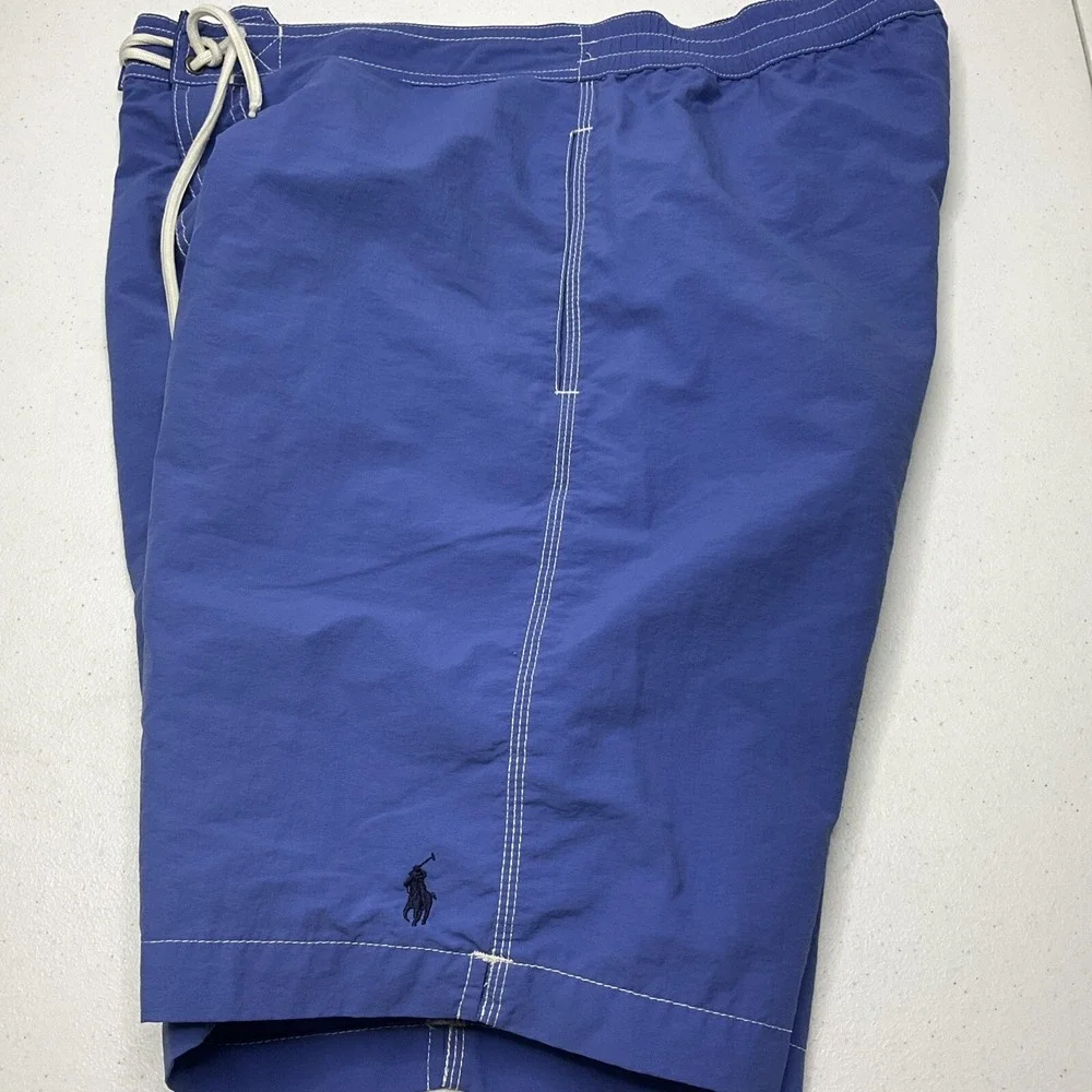 Polo Ralph Lauren Shorts Men Sz M Board Swim Trunks Mesh Lined Blue Pockets Pony